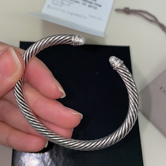 David Yurman Cable Collection Diamond and Pearl Bracelet 5MM (medium) - Picture 5 of 8